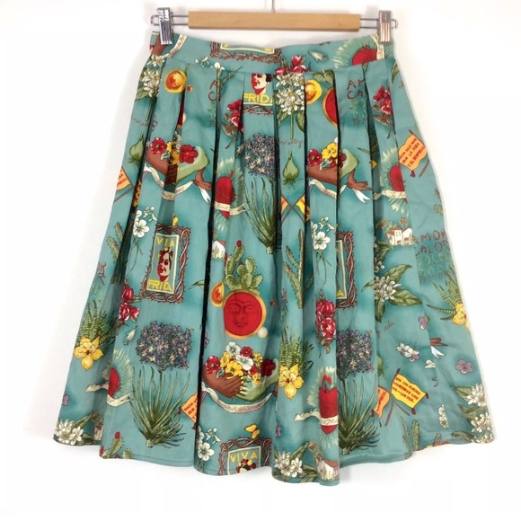 grace karin Dresses & Skirts - VINTAGE! FRIDA KAHLO PLEATED SKIRT